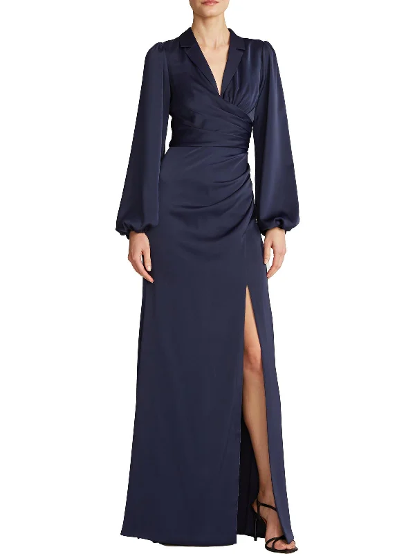 ladies-maxi-dress-scoop-simplicity-Womens Bishop Sleeve Maxi Evening Dress