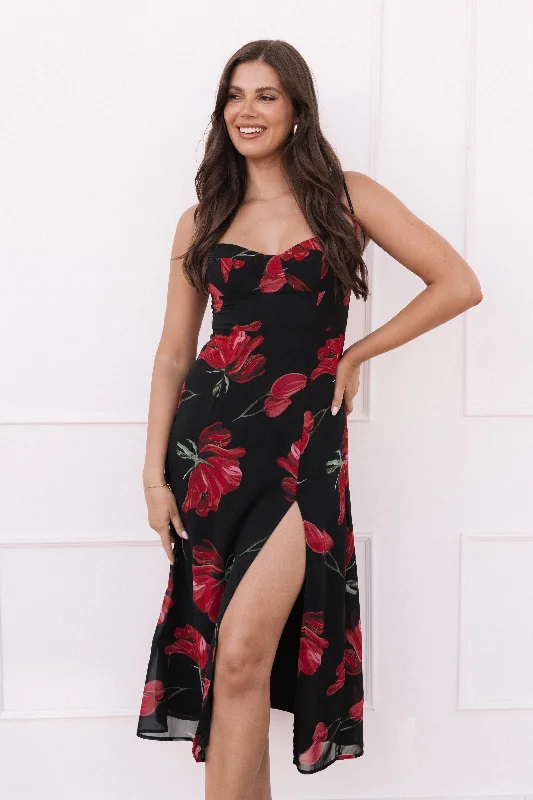 ladies-floral-dress-social-sprig-Meg Dress - Black Floral