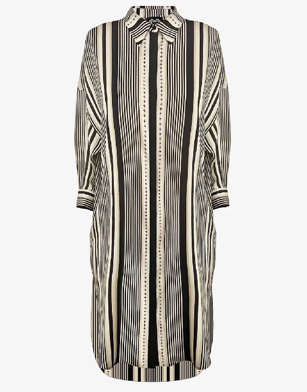 Women's shirt dress hot flair -Pirates Buttoned Shirt Dress - Stripe