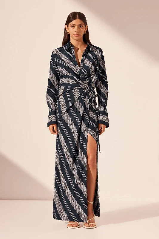 Women's shirt dress fresh glow -HARLOW DRAPED SHIRT MAXI DRESS