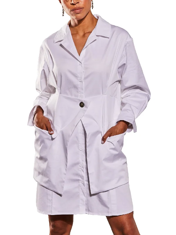 Women's shirt dress deep pop -Shirt Dress in White (40% OFF)