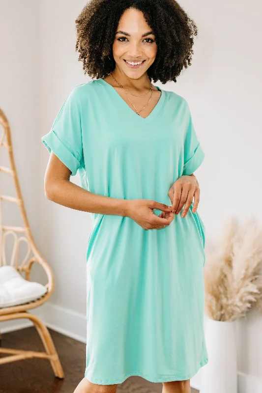 Women's shirt dress fam glow -Everywhere You Go Mint Green T-shirt Dress