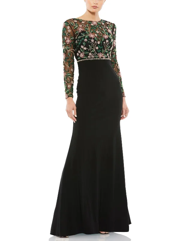 ladies-floral-dress-embroidered-edelweiss-Womens Embellished Floral Evening Dress