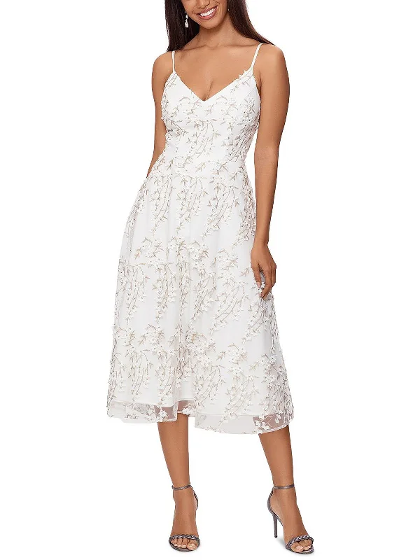 ladies-midi-dress-silk-sway-Womens Mesh Embroidered Midi Dress