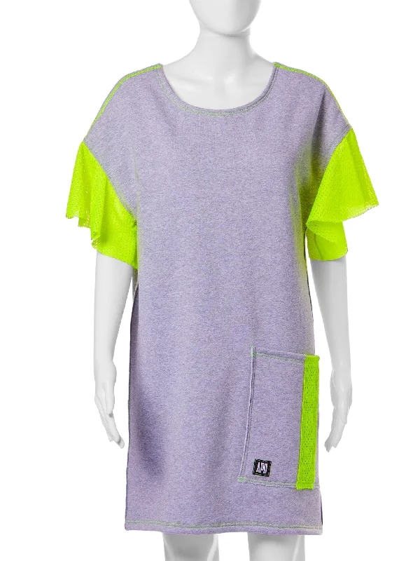 Women's shirt dress open flair -Grey Sweatshirt Dress with Flounce Sleeve (30% OFF)