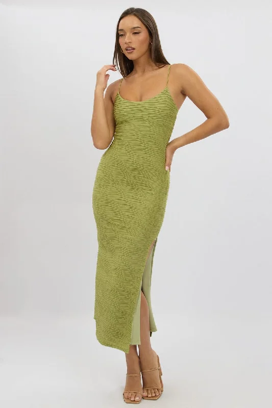 ladies-bodycon-dress-luxe-lure-Green Bodycon Dress Sleeveless Midi