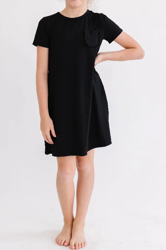 Women's shirt dress plum flair -Black T-Shirt Dress