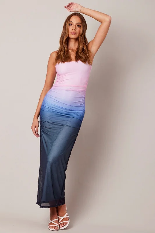 ladies-bodycon-dress-periwinkle-pop-Pink Bodycon Dress Ombre Singlet Maxi