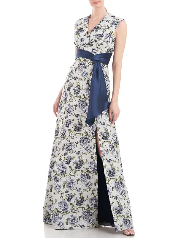 ladies-floral-dress-square-sage-Ansley Womens Floral Pleated Evening Dress