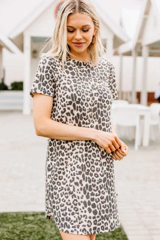 Women's shirt dress thread pop -Make It Yours Brown Leopard T-shirt Dress