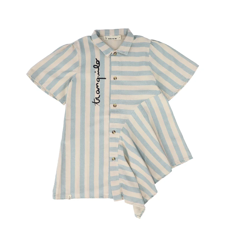 Women's shirt dress ease flair -BONNIE AND THE GANG BLUE STRIPED SHIRT DRESS [FINAL SALE]