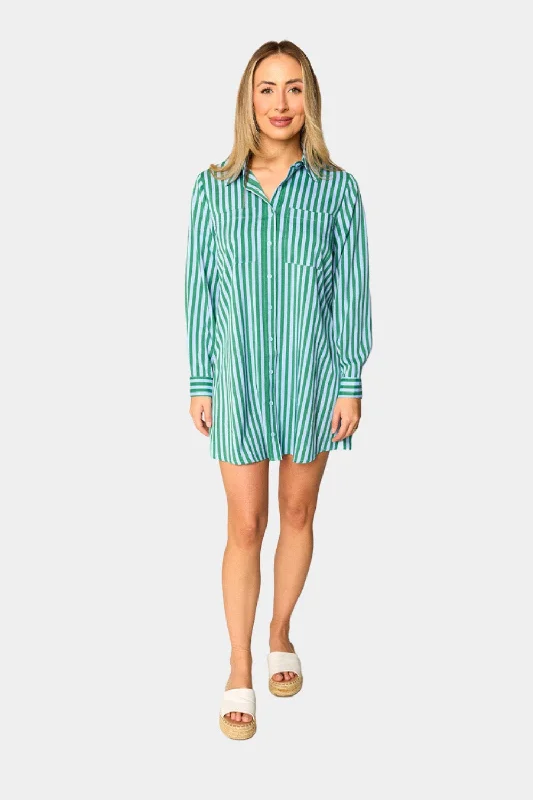 Women's shirt dress pure chic -Beau Mini Shirt Dress - Cucumber Water