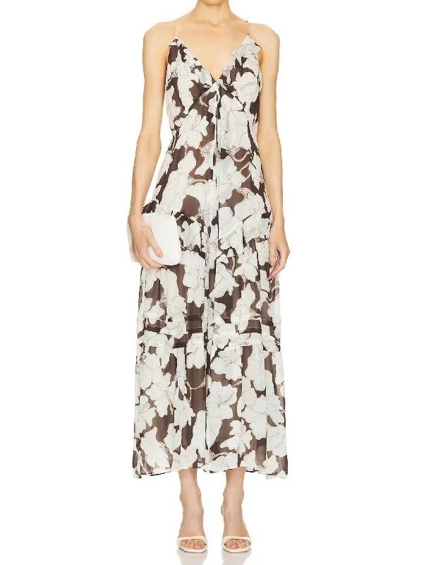 ladies-floral-dress-brunch-bloom-Boa Dress In Mocha Floral