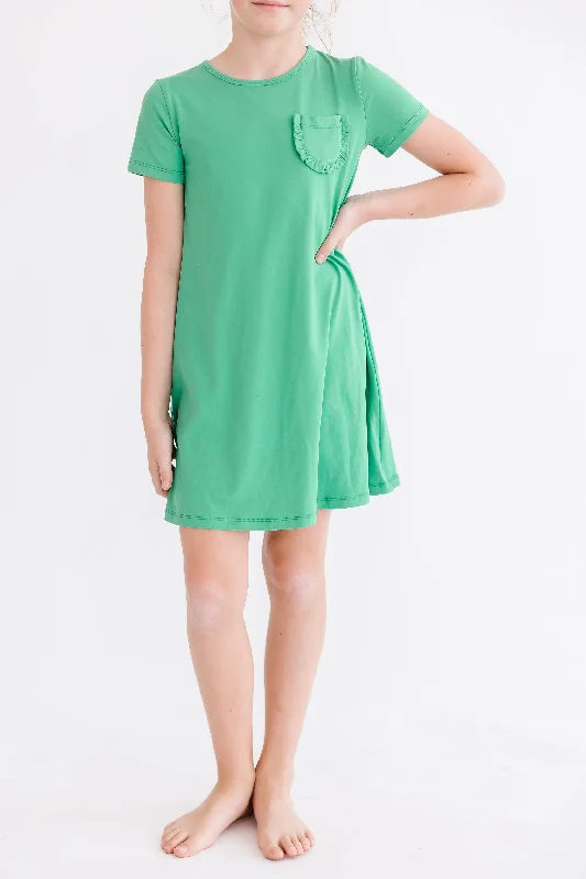 Women's shirt dress light glow -Kelly Green T-Shirt Dress