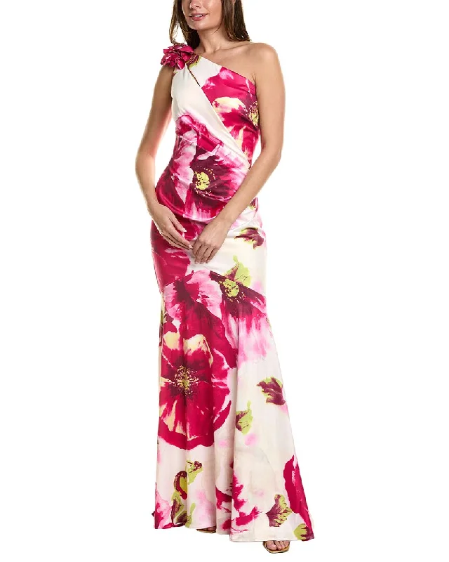 ladies-floral-dress-aqua-azalea-Rene Ruiz womens  One-Shoulder Floral Gown, 16, Pink