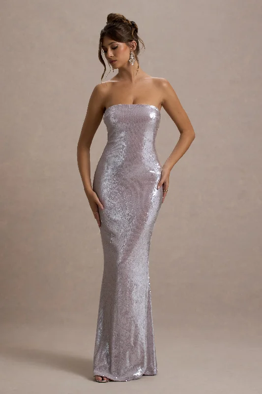 ladies-maxi-dress-youthful-yield-Moonstone | Lilac Sequin Bandeau Maxi Dress