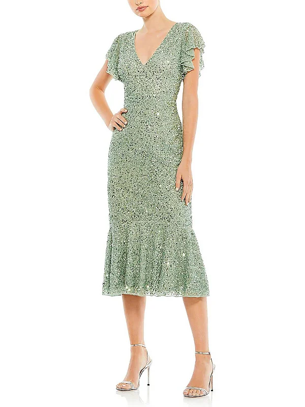 ladies-midi-dress-denim-dream-Womens Sequined Calf Midi Dress