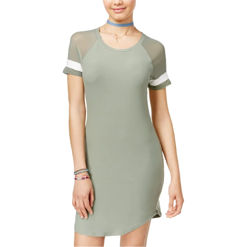 Women's shirt dress flare pop -Ultra Flirt Womens Illusion-Sleeve Shirt Dress, Green, Small