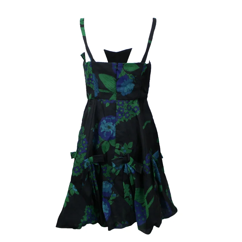 ladies-floral-dress-square-sage-Anna Sui Floral Print Organza Dress - Black