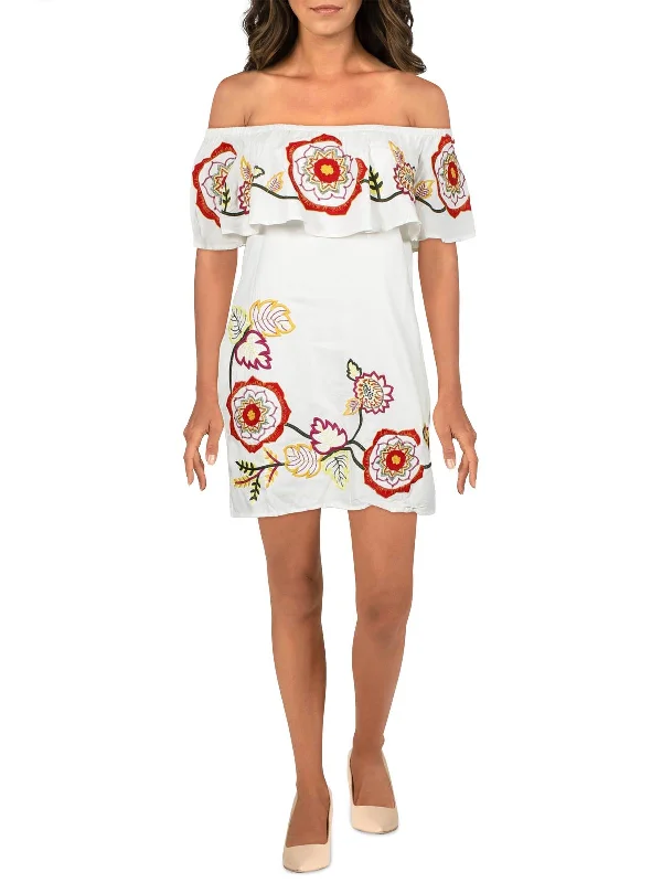 Women's mini dress gleam chic -Adelaide Womens Floral Embroidered Mini Sundress