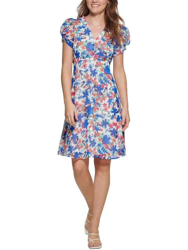 ladies-midi-dress-flirty-flow-Petites Womens Chiffon Midi Midi Dress