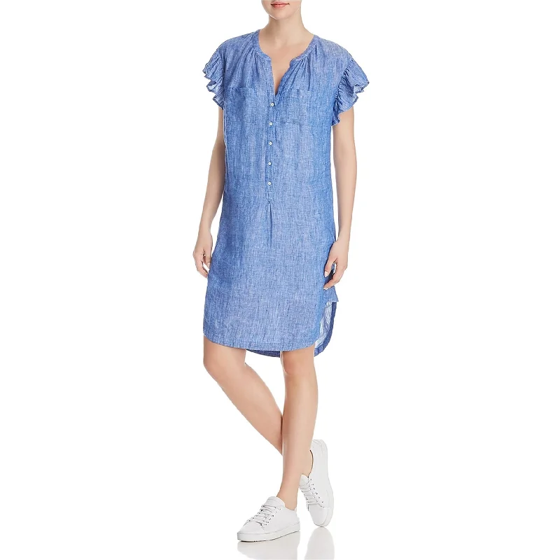 Women's shirt dress snug flair -Joie Womens Fermina Shirt Dress, Blue, Small