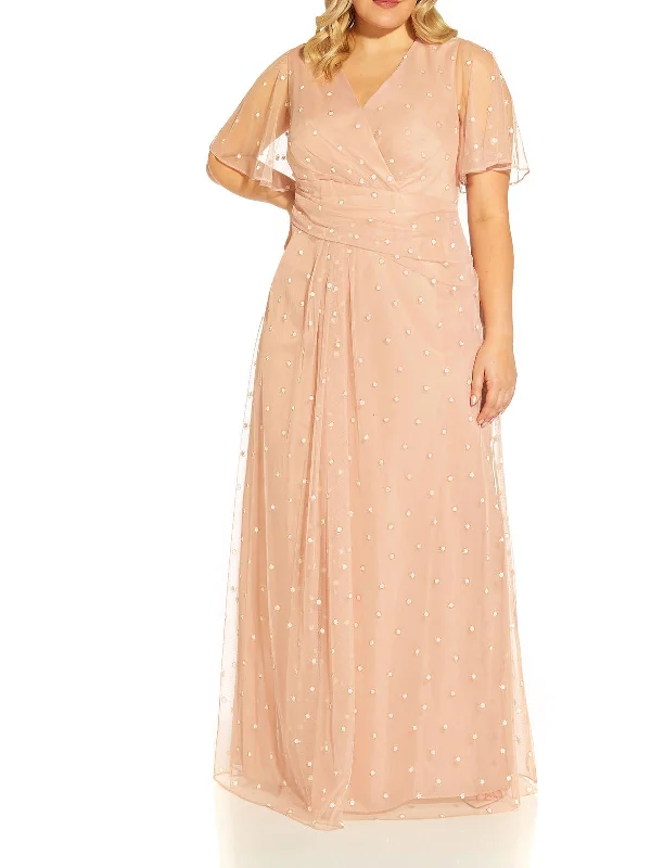 ladies-maxi-dress-luxe-lift-Plus Womens Glitter Maxi Evening Dress