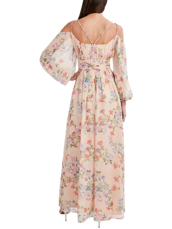 ladies-floral-dress-rose-reverie-Jordyn Womens Floral Cold Shoulder Evening Dress