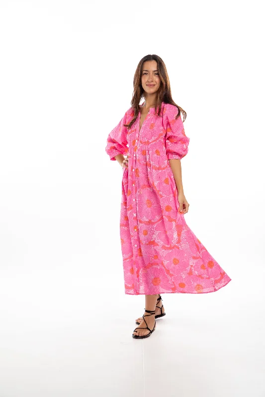 Women's shirt dress frost pop -Yvette Shirt Dress. Fuchsia