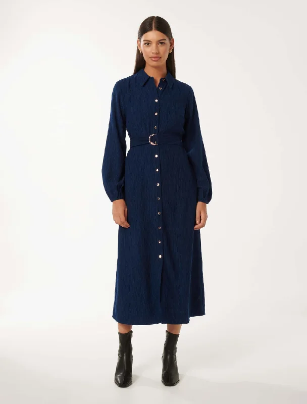 Women's shirt dress dine glow -Bobbi Textured Shirt Dress