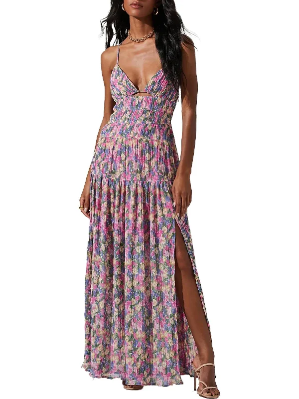 ladies-maxi-dress-low-cut-lure-Tropics Womens Floral Long Maxi Dress