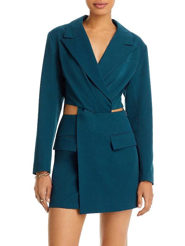 Women's mini dress soft hint -Womens Blazer Short Mini Dress