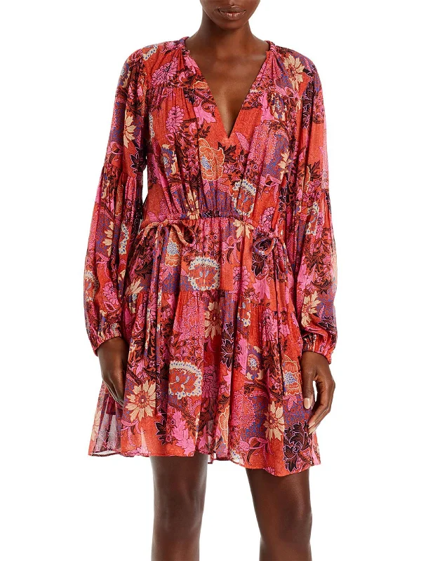 Women's mini dress fresh glow -Elise Womens Silk Floral Mini Dress