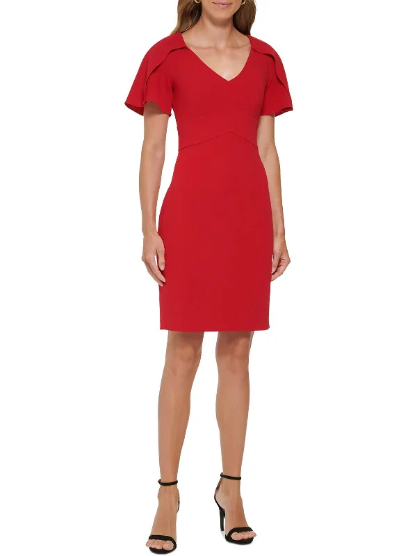 Women's mini dress rise flair -Womens Office Mini Sheath Dress