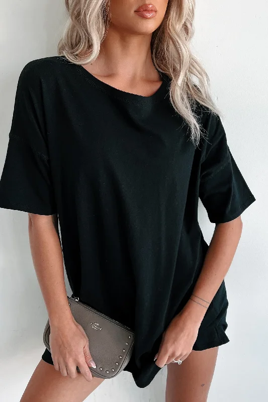 Women's shirt dress mint pop -Oversized T-Shirt Dress (Black)