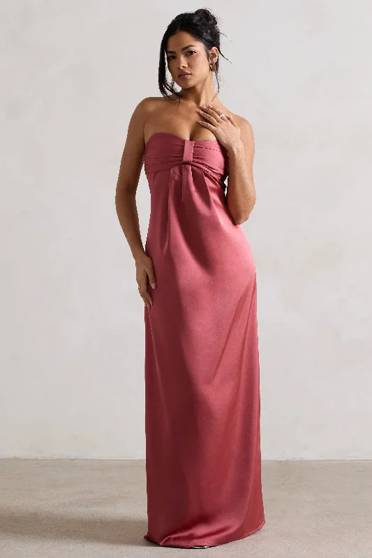 ladies-maxi-dress-lapis-luster-April | Rose Pink Satin Sweetheart Maxi Dress