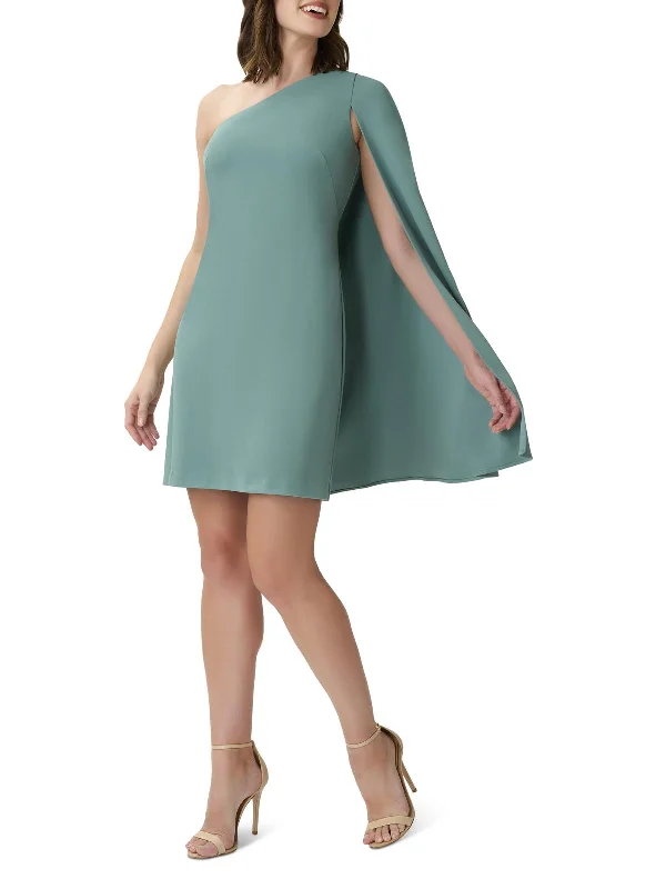 Women's mini dress yes flair -Womens Crepe Mini Sheath Dress