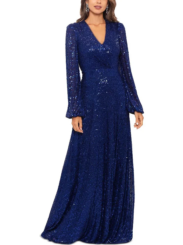 ladies-maxi-dress-cowl-cool-Womens Sequined Maxi Evening Dress