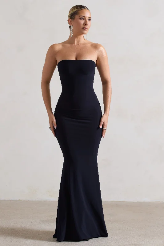 ladies-maxi-dress-sage-sway-Ceremony | Navy Bandeau Fishtail Maxi Dress