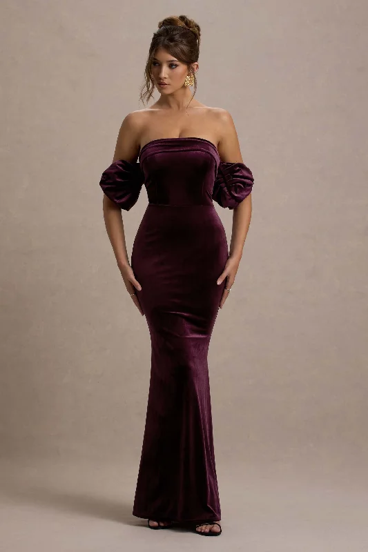 ladies-maxi-dress-glam-gleam-Amandine | Port Velvet Bardot Maxi Dress