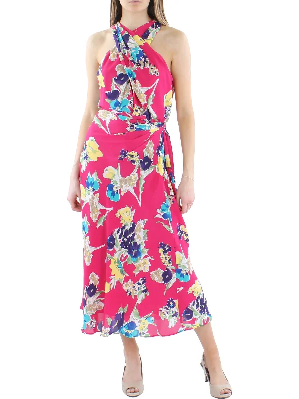 ladies-maxi-dress-cotton-crisp-Womens Floral Halter Maxi Dress