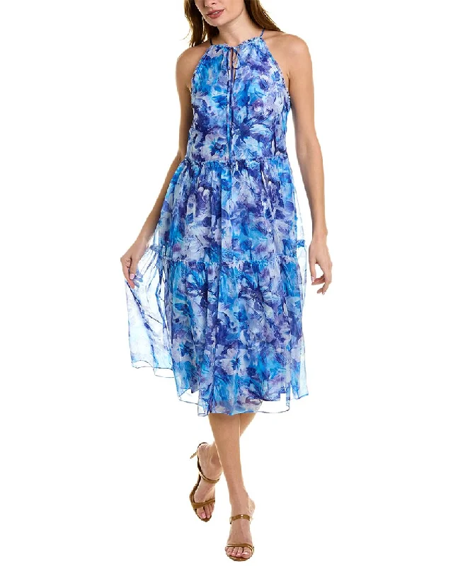 ladies-midi-dress-satin-sweep-Marchesa Notte Floral Midi Dress