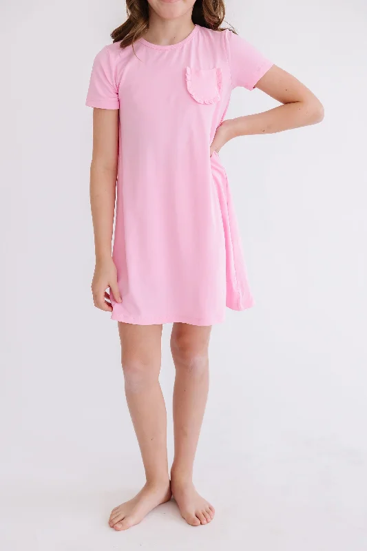 Women's shirt dress cool twist -Bubblegum Pink T-Shirt Dress