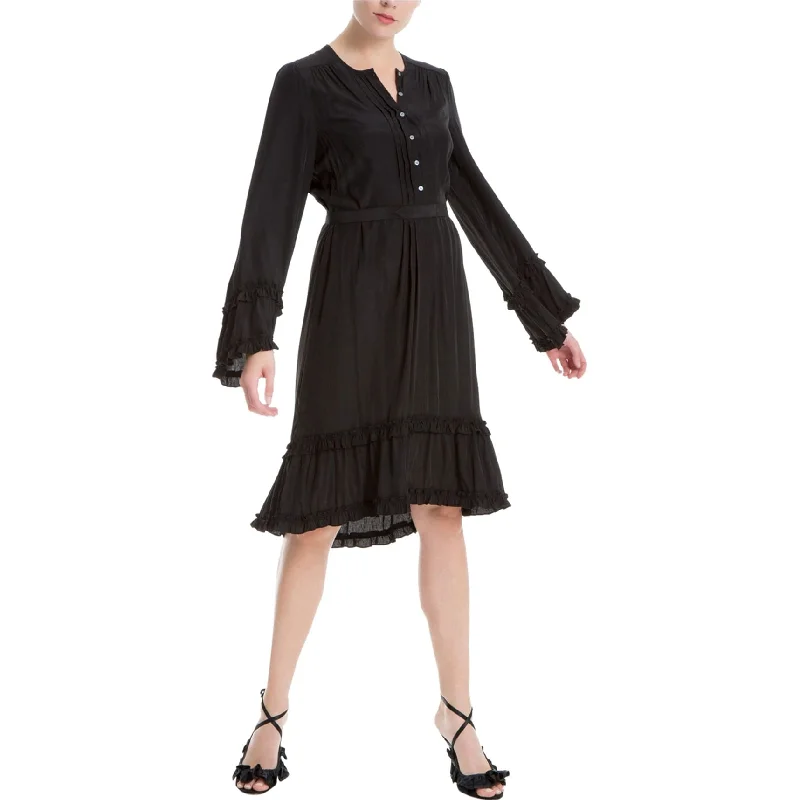 Women's shirt dress plush flair -Max Studio London Womens Ruffled Shirt Dress