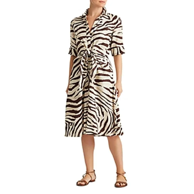 Women's shirt dress ever glow -Ralph Lauren Women's Animal Print Shirt Dress Brown Size 8