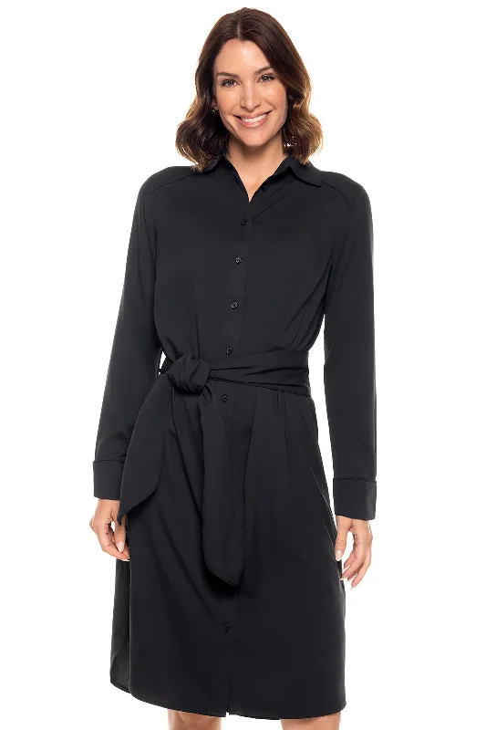 Women's shirt dress twirl pop -Women's Kitts Shirt Dress | Black