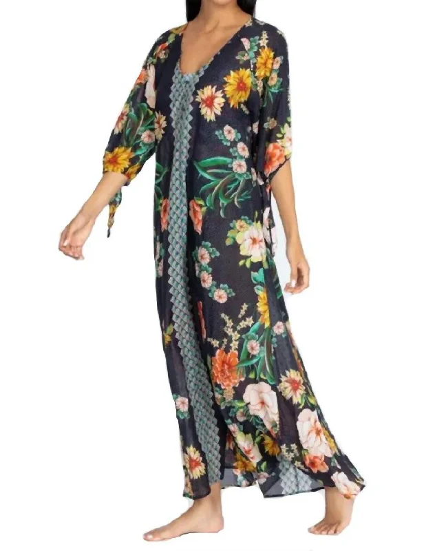 ladies-floral-dress-lapis-lily-Floral Broder Long Dress In Multi