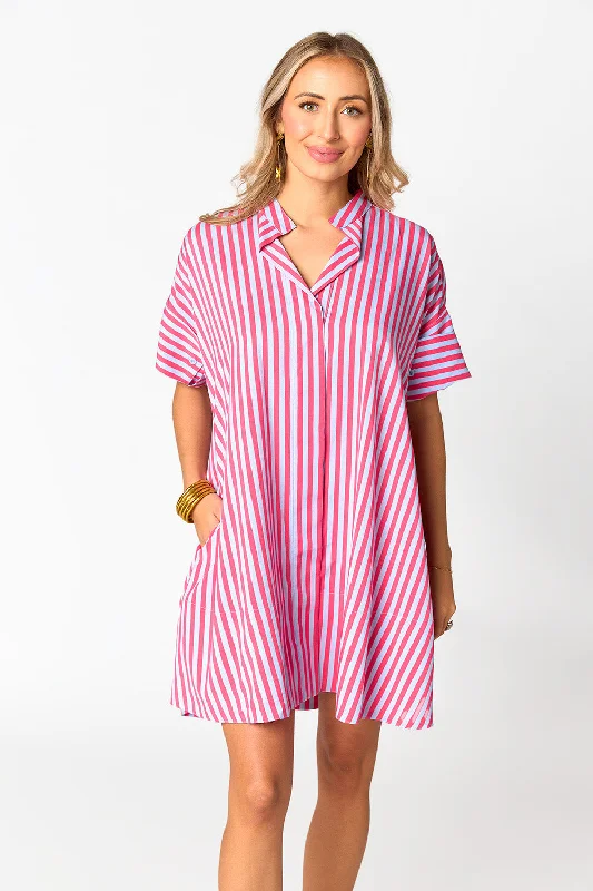 Women's shirt dress fun flair -Stevie Shirt Dress - Lychee