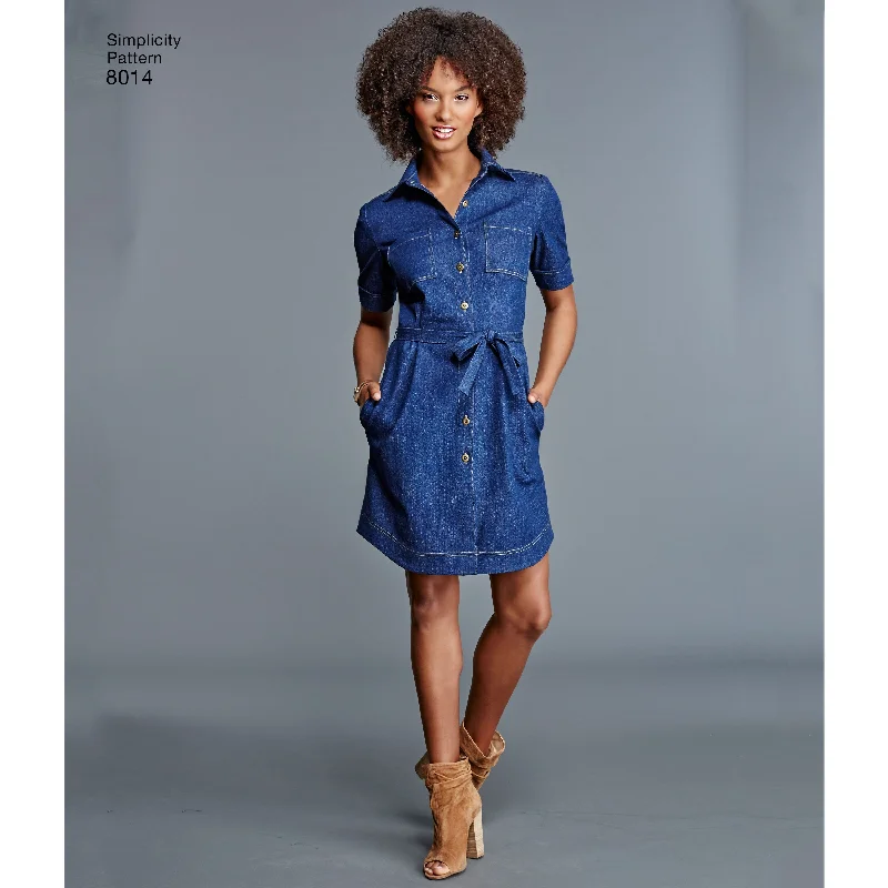 Women's shirt dress ease flair -Simplicity Vintage Shirt Dress S8014