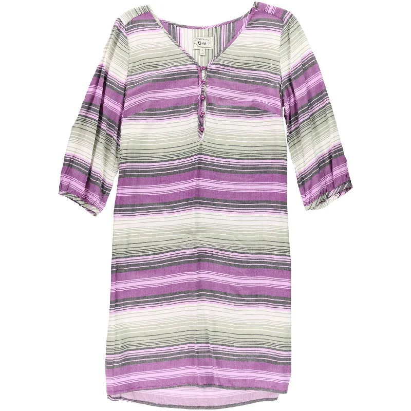 Women's shirt dress bead chic -G.H. Bass & Co. Womens Striped Shirt Dress, Purple, Medium